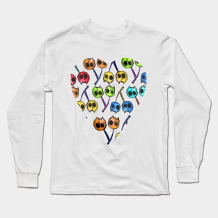 Cherry Rainbow Skull Pattern Long Sleeve T-Shirt